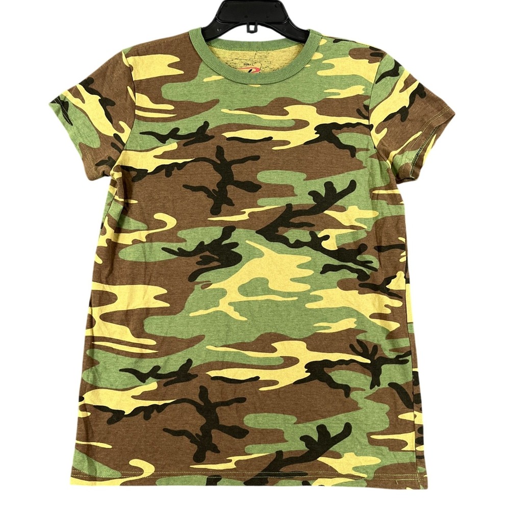 Rothco Camo T-Shirt Womens L Short Sleeve Woodland Pattern Casual Outdoor Wear